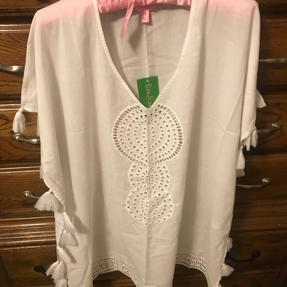 Lilly Pulitzer White Fringe Swim Cover Up